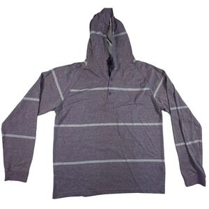 Massive‎ Hooded Men's Long Sleeve Shirt Size XL Purple & Grey 1/4 Button Up